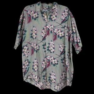 Vintage Men’s Tom Taylor Sportswear Button Front Floral Linen Hawaiian Shirt XL